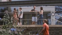 Students stood outside of BOVTS chatting to each other