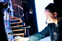 Photograph of Production Arts student stage managing a production at Bristol Old Vic