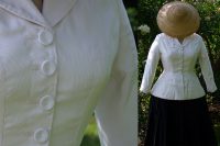 Double photo of white jacket and straw hat