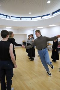 Acting student rehearsals for Pride and Prejudice production