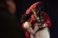 Students performing on stage in Pride and Prejudice at the Mount Without