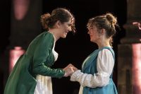 Students performing on stage in Pride and Prejudice at the Mount Without