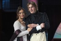 Students performing on stage in Pride and Prejudice at the Mount Without